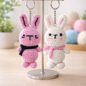 Combo of Pink and White Bunny Keychain