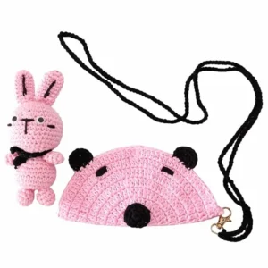 Handmade Crochet Polar Bear Sunglass Holder Pouch with Matching Keychain – Soft Yarn Eyeglass Case