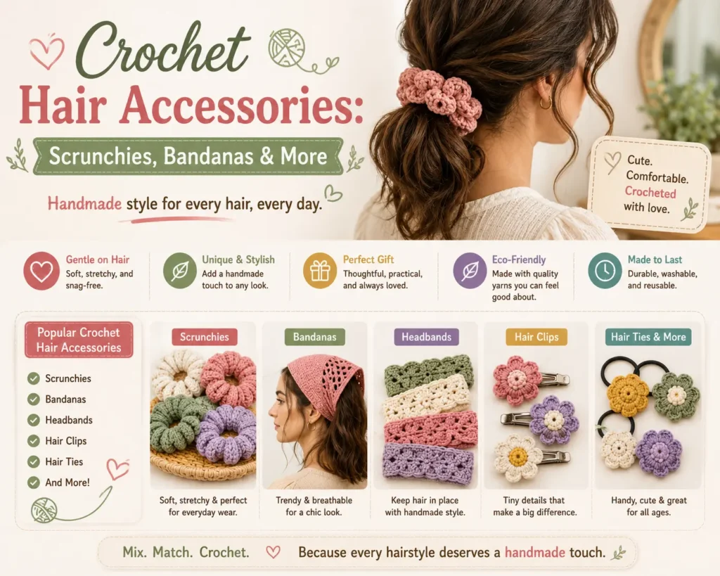 Crochet Hair Accessories -Scrunchies, Bandanas and More