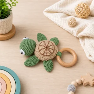 Turtle Crochet Baby Rattle